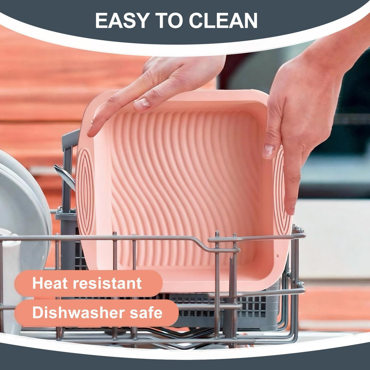 Silicone Square Cake Pan - 10 inch silicone baking pans, Non-Stick, Heat Resistant baking molds are perfect for Cakes, Brownies, Cheesecakes, Pie, Bread (pink)