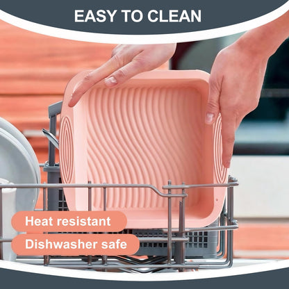 Silicone Square Cake Pan - 10 inch silicone baking pans, Non-Stick, Heat Resistant baking molds are perfect for Cakes, Brownies, Cheesecakes, Pie, Bread (pink)