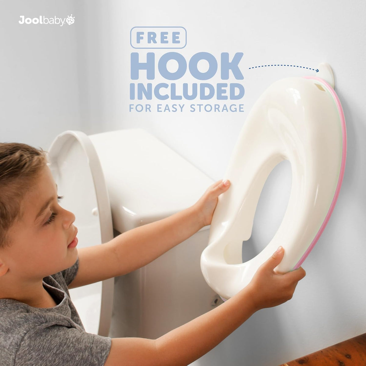 Potty Training Seat for Boys and Girls, Fits Round & Oval Toilets, Non-Slip with Splash Guard, Includes Free Storage Hook (Pink)