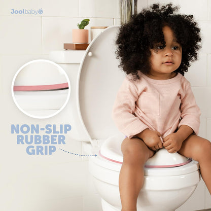 Potty Training Seat for Boys and Girls, Fits Round & Oval Toilets, Non-Slip with Splash Guard, Includes Free Storage Hook (Pink)