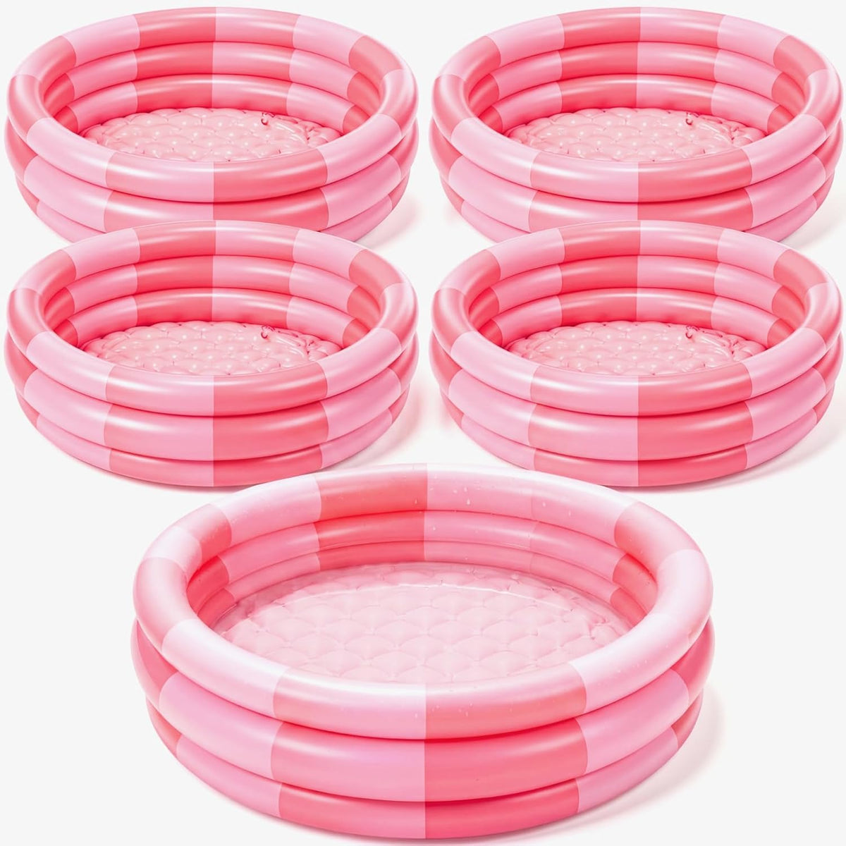 4 Pack Inflatable Kiddie Pool for Kid, Pink Stripe, 34 x 10 Inch