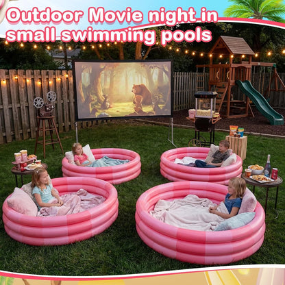 4 Pack Inflatable Kiddie Pool for Kid, Pink Stripe, 34 x 10 Inch