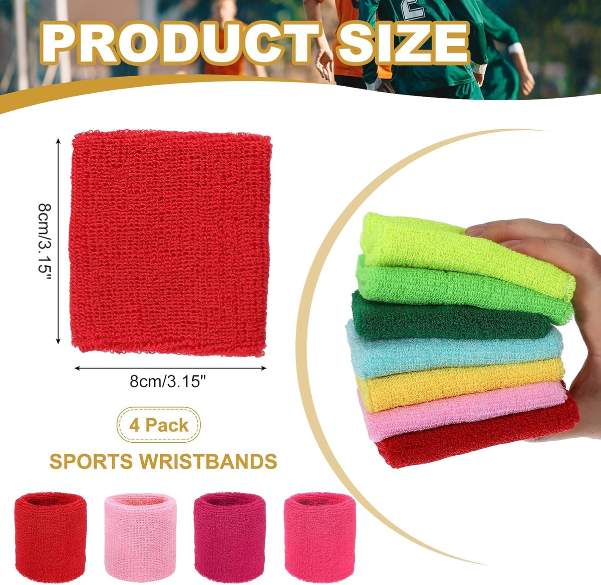 Wristbands Sweatbands, Wrist Bands for Sweat Sports Wristband for Tennis/Basketball/Football/Running/Working Out