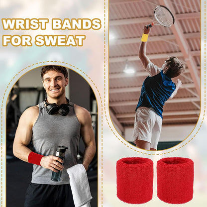 Wristbands Sweatbands, Wrist Bands for Sweat Sports Wristband for Tennis/Basketball/Football/Running/Working Out
