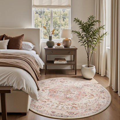 6FT Round Rug,Rugs for Living Room,Soft Pink Circle Rug,Machine Washable Rugs for Bedroom,Non Slip Carpet,Rug for Dining Room Living Room Bedside Office