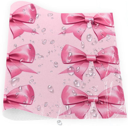 Cute Bow Placemats Set of 4 Vinyl Washable Non-Slip Pink Bowknot Table Mats, Heat Resistant Wrinkle Free Place Mats for Dining Table