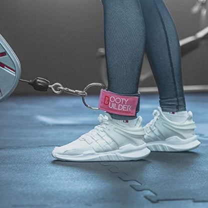 Booty Builder Ankle Strap for Cable Machines, Legs, Glutes, Abs and Hip Workouts, Fully Adjustable & Breathable, Home & Gym Color - Pink