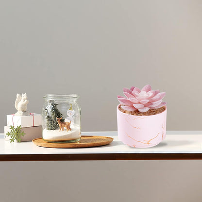 ZENIDA Succulent Artificial Plants,Cute Fake Succulents in 1 Pink Ceramic Pots,Small Fake Plants for Office,Table,Desk,Bathroom, Bedroom,Aesthetic Room Shelves Decor,Desk Decorations for Women Office