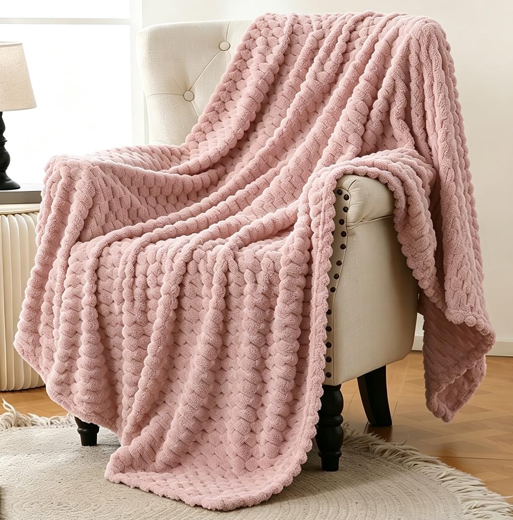 Pink Flannel Throw Blanket (50X40 inches), 300 GSM Fleece Cozy Warm Soft Lightweight Bed Sofa Blanket for Babys and Pets, Suitable for All Seasons