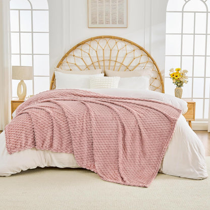 Pink Flannel Throw Blanket (50X40 inches), 300 GSM Fleece Cozy Warm Soft Lightweight Bed Sofa Blanket for Babys and Pets, Suitable for All Seasons