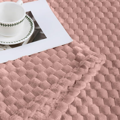Pink Flannel Throw Blanket (50X40 inches), 300 GSM Fleece Cozy Warm Soft Lightweight Bed Sofa Blanket for Babys and Pets, Suitable for All Seasons