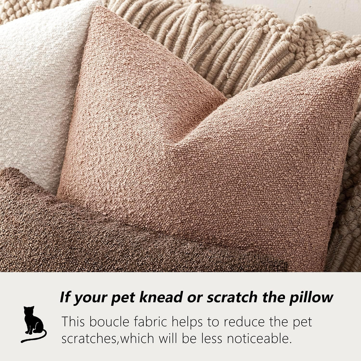 Decorative Textured Boucle Throw Pillow Covers Accent Solid Lumbar Pillow Cases Soft Cozy Couch Cushion Case for Chair Sofa Bedroom Living Room Home Decor 12x20 Inch,1PC,Light Pink