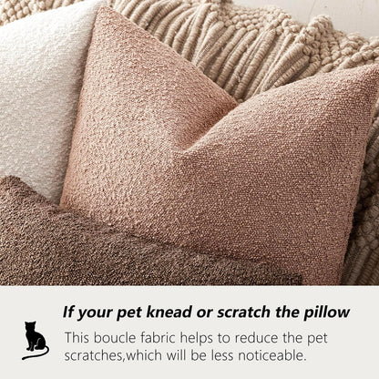 Decorative Textured Boucle Throw Pillow Covers Accent Solid Lumbar Pillow Cases Soft Cozy Couch Cushion Case for Chair Sofa Bedroom Living Room Home Decor 12x20 Inch,1PC,Light Pink