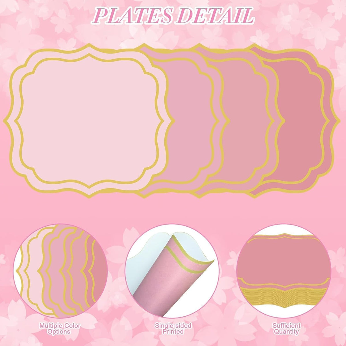 100 Pcs Pink Paper Placemats 13.4 x 12 Inch Disposable Scalloped Paper Placemats Decorative Place Mat for Wedding Baby Shower Banquet Party Holiday Table Decor