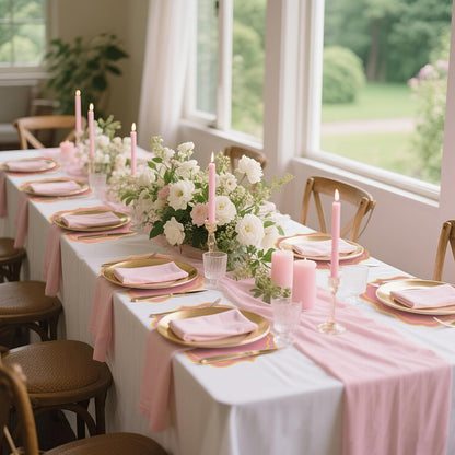 100 Pcs Pink Paper Placemats 13.4 x 12 Inch Disposable Scalloped Paper Placemats Decorative Place Mat for Wedding Baby Shower Banquet Party Holiday Table Decor