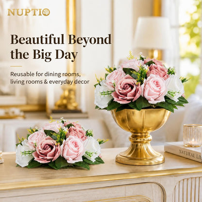 Flower Balls for Table Centerpieces: Dusty Pink & White Fake Flowers