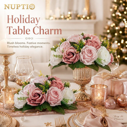 Flower Balls for Table Centerpieces: Dusty Pink & White Fake Flowers