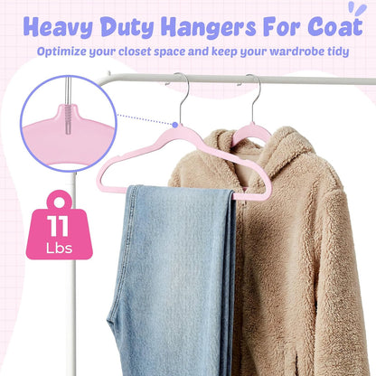 13.5 Inch Kids Hangers 50 Pack, Pink ABS Plastic Clothes Hangers