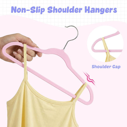 13.5 Inch Kids Hangers 50 Pack, Pink ABS Plastic Clothes Hangers