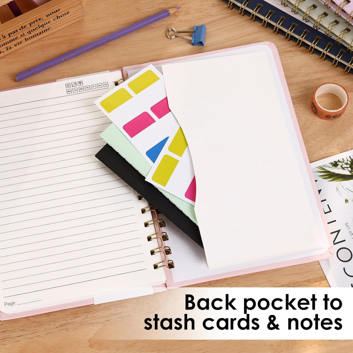 Hardcover Spiral Notebook for Women, A5 Lined Pink Journaling Notebooks for Work, 5.5 x 8in 160Pages Spiral Journal for Writing