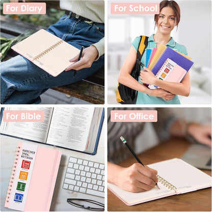 Hardcover Spiral Notebook for Women, A5 Lined Pink Journaling Notebooks for Work, 5.5 x 8in 160Pages Spiral Journal for Writing