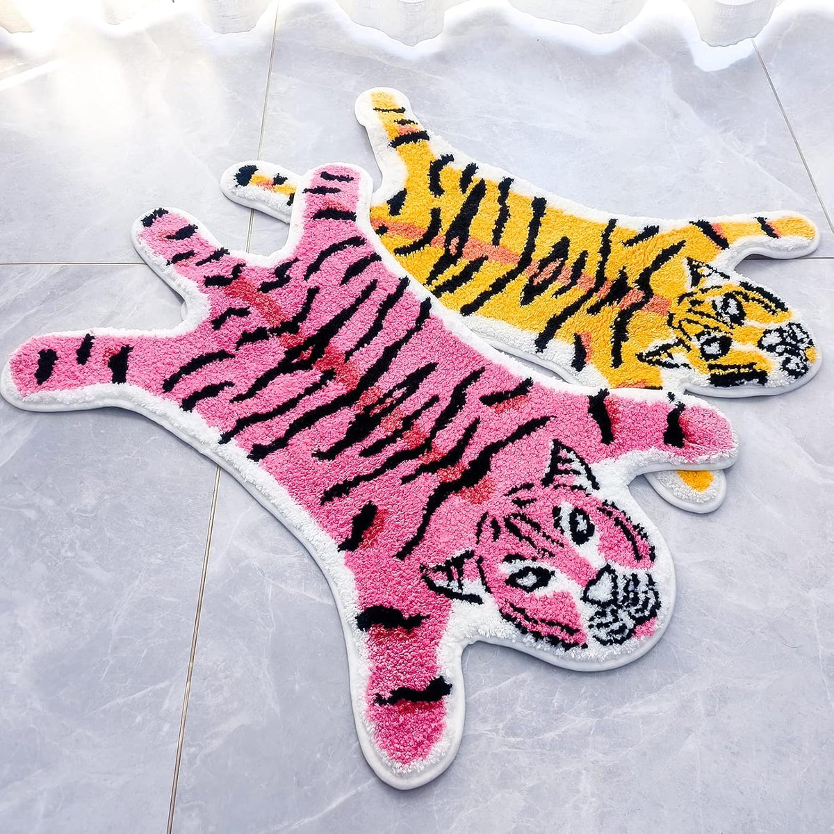 Pink Tiger Bath Mat Bathroom Rug Non-Slip Shower Rugs,33.5"x21.6"