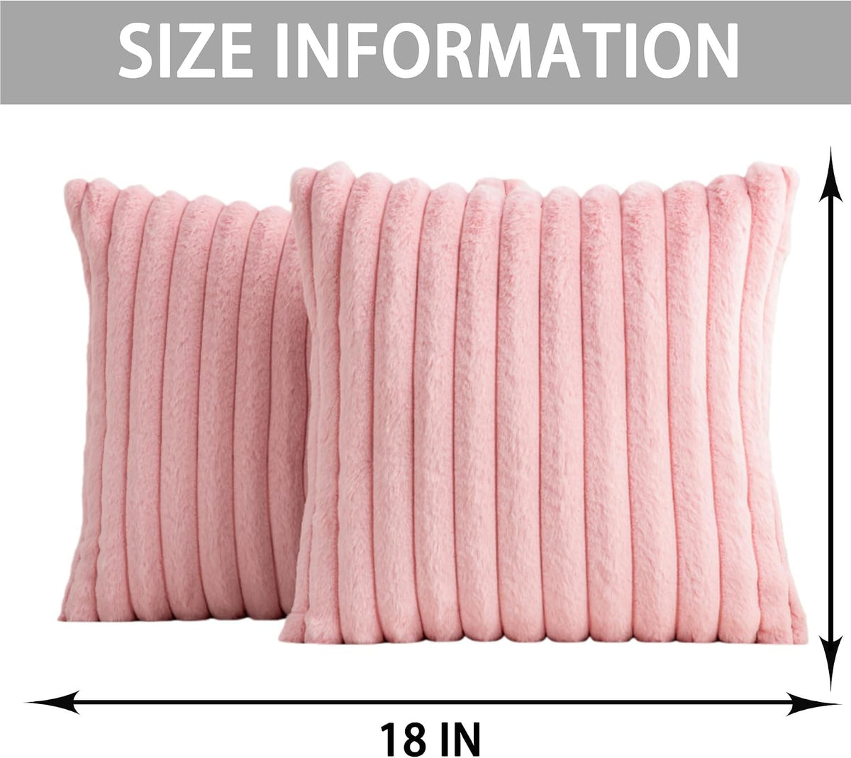 Pack of 2 Faux Fur Christmas Throw Pillow Covers 18x18 Inch, Pink