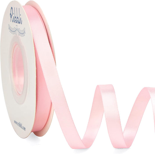 Double Faced Light Pink Satin Ribbon,3/8” x Continuous 25 Yards,Use for Bows Bouquet,Gift Wrapping,Floral Arrangement