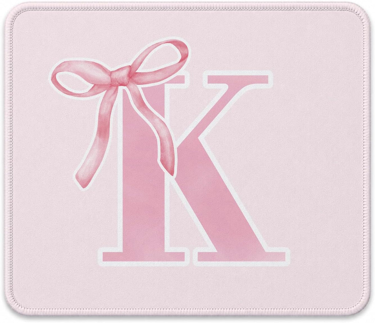 Pink Coquette Trendy Initial K Bow Mouse Pad, 9.5x7.9 Inch