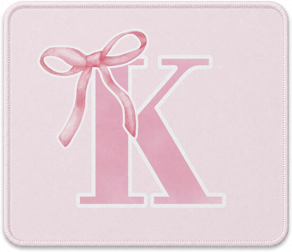 Pink Coquette Trendy Initial K Bow Mouse Pad, 9.5x7.9 Inch