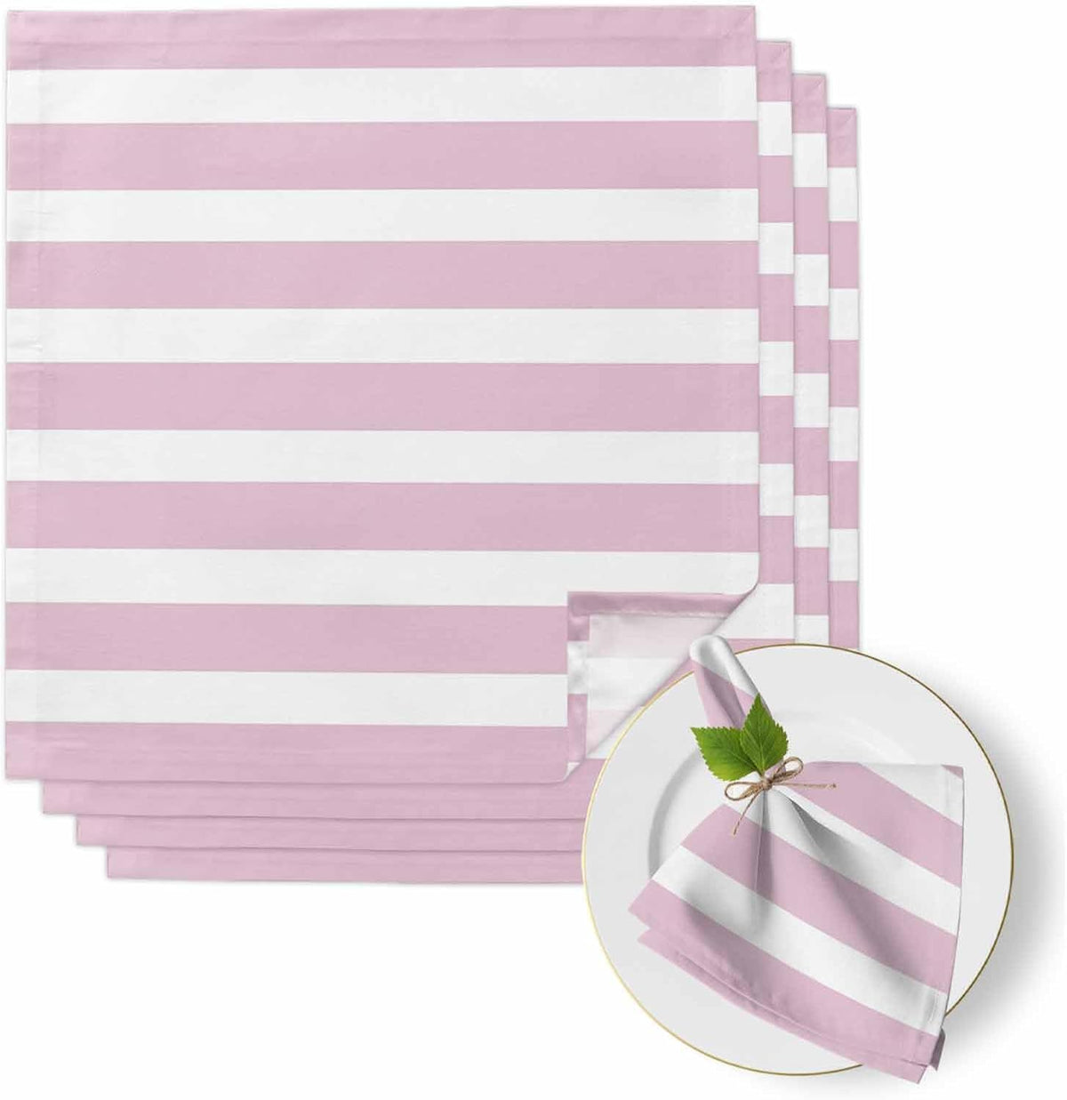 Light Pink Striped Cloth Napkins Set of 4 Modern Stripe Simple Style Abstract Soft Washable Square Dinner Napkins for Party Wedding Restaurant Hotel Cocktail 20x20 Inch