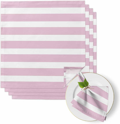 Light Pink Striped Cloth Napkins Set of 4 Modern Stripe Simple Style Abstract Soft Washable Square Dinner Napkins for Party Wedding Restaurant Hotel Cocktail 20x20 Inch