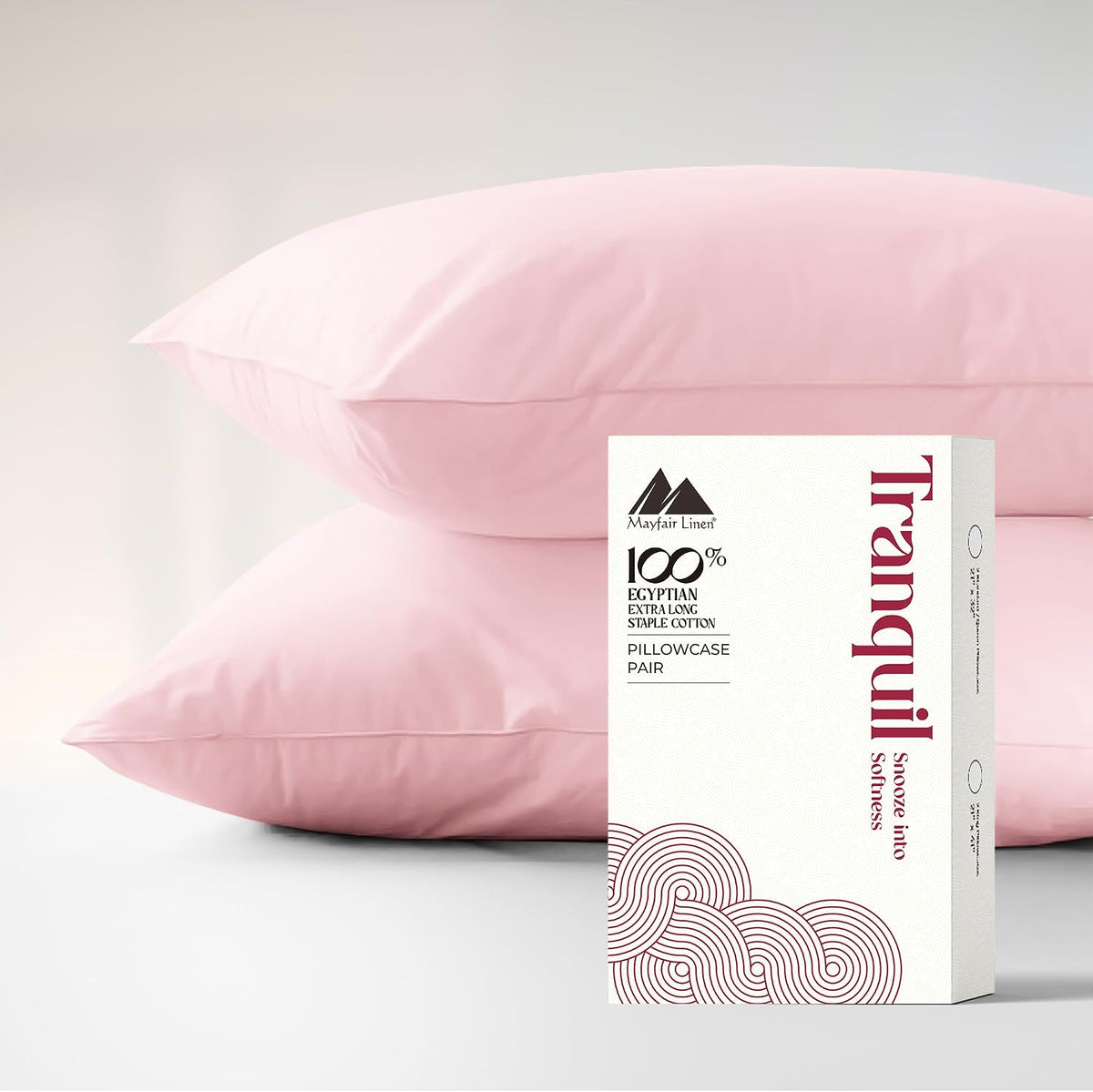 Egyptian Cotton Pillow Case Queen Size - Luxury 800 Series High Thread Count Pillowcases Set of 2 (Blush), Soft Cooling & Breathable Hotel Quality Pillowcases - Tranquil Collection