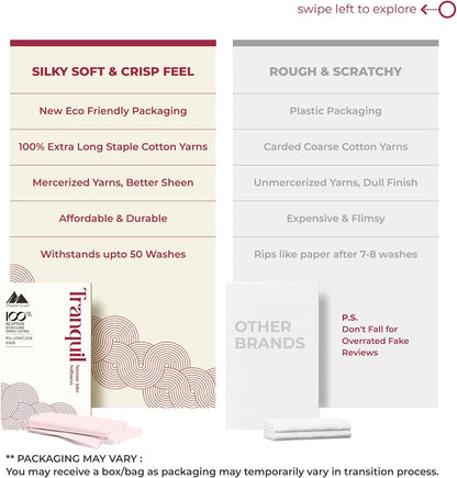 Egyptian Cotton Pillow Case Queen Size - Luxury 800 Series High Thread Count Pillowcases Set of 2 (Blush), Soft Cooling & Breathable Hotel Quality Pillowcases - Tranquil Collection