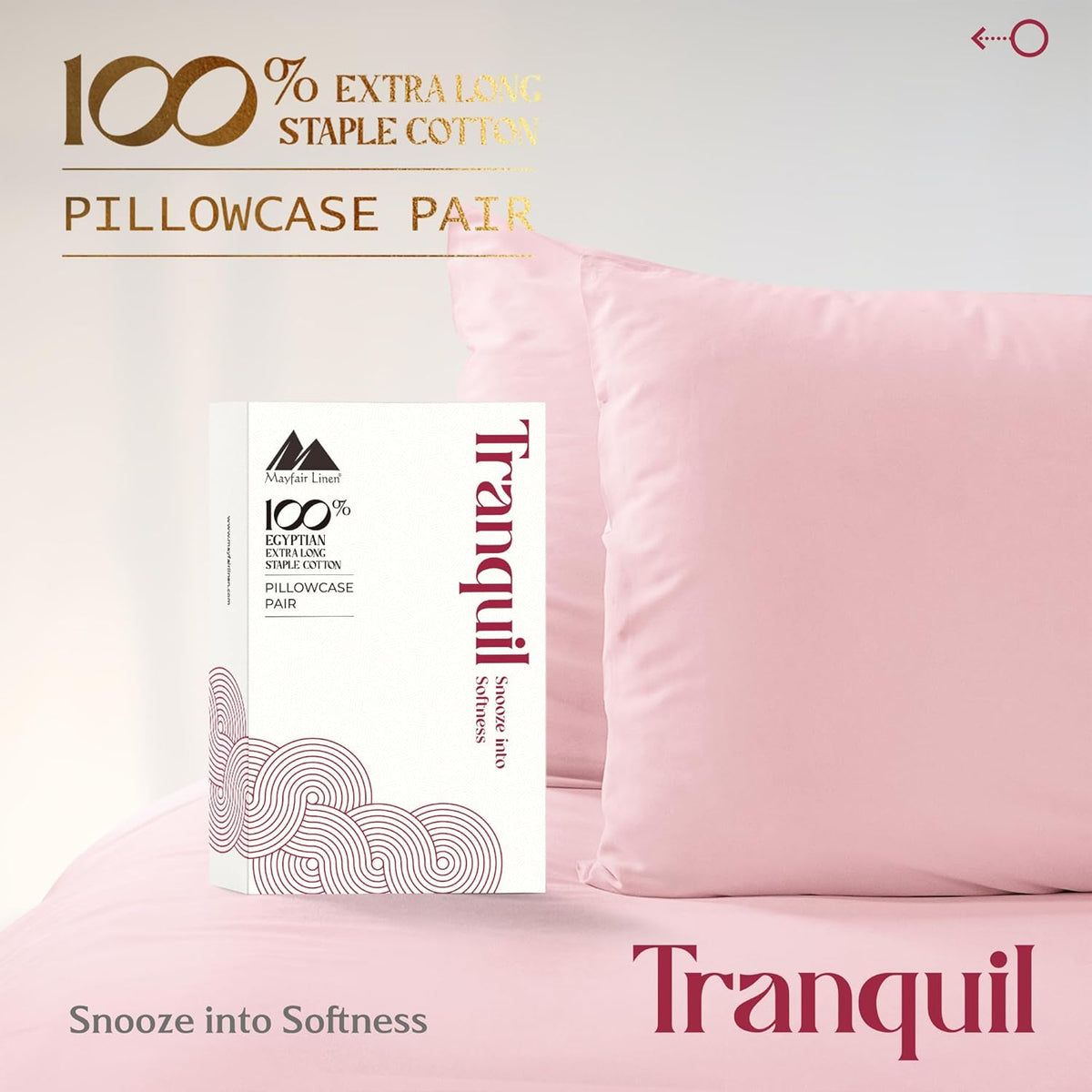 Egyptian Cotton Pillow Case Queen Size - Luxury 800 Series High Thread Count Pillowcases Set of 2 (Blush), Soft Cooling & Breathable Hotel Quality Pillowcases - Tranquil Collection