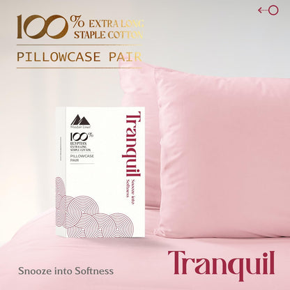 Egyptian Cotton Pillow Case Queen Size - Luxury 800 Series High Thread Count Pillowcases Set of 2 (Blush), Soft Cooling & Breathable Hotel Quality Pillowcases - Tranquil Collection