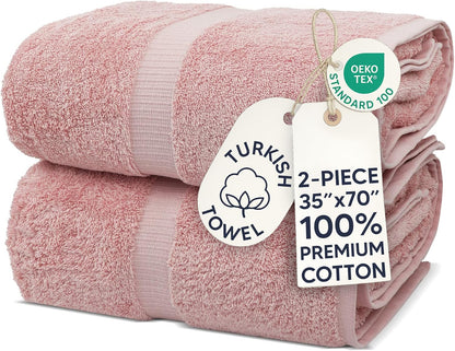 100% Cotton 2-Pack Bath Sheets 35x70, Pink