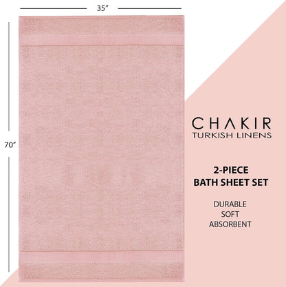 100% Cotton 2-Pack Bath Sheets 35x70, Pink