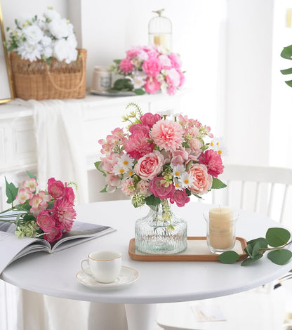 Artificial Pink Peony Bouquet, Silk Flowers for Wedding Centerpieces