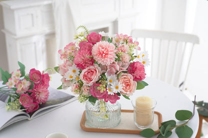 Artificial Pink Peony Bouquet, Silk Flowers for Wedding Centerpieces