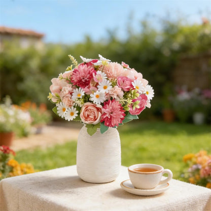 Artificial Pink Peony Bouquet, Silk Flowers for Wedding Centerpieces