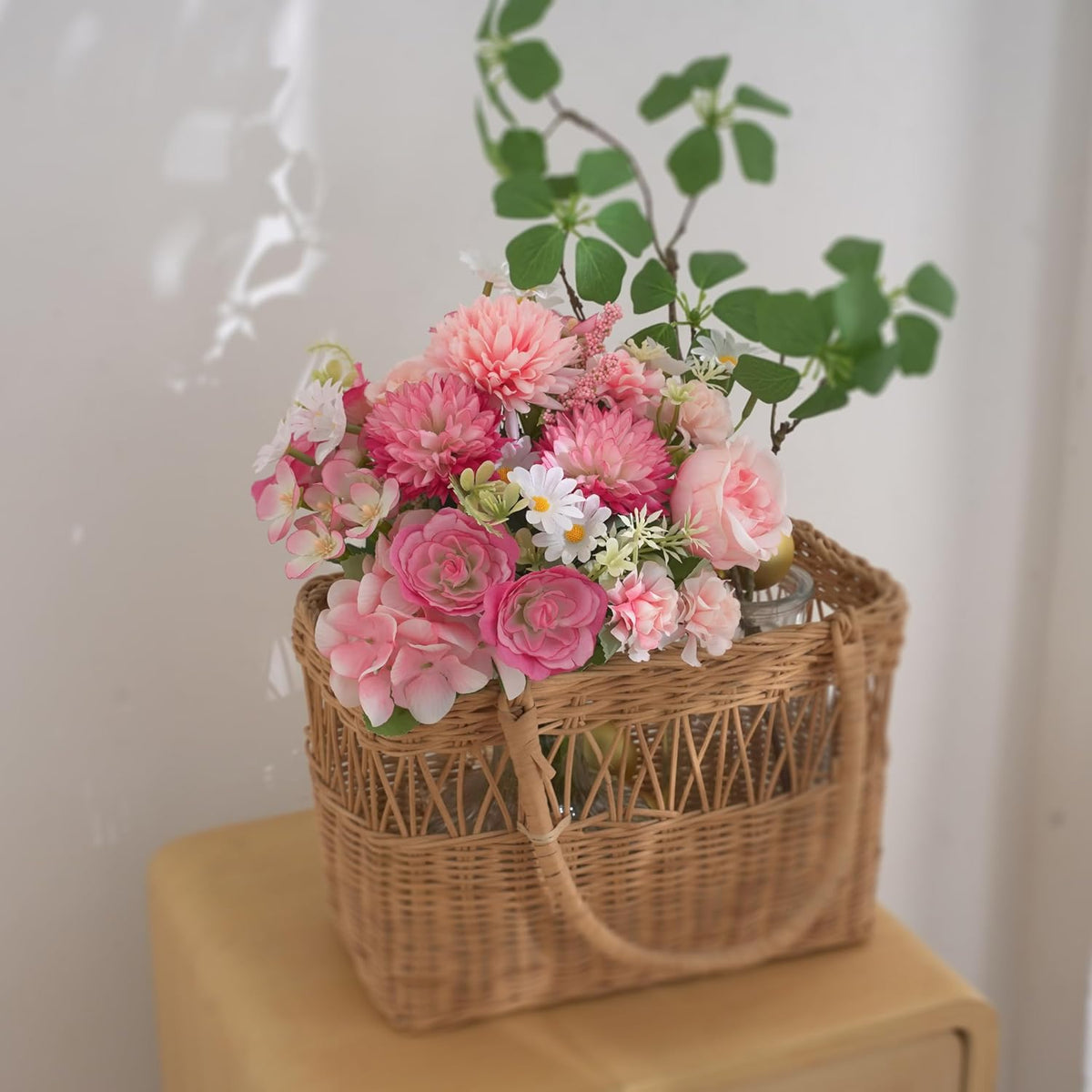 Artificial Pink Peony Bouquet, Silk Flowers for Wedding Centerpieces