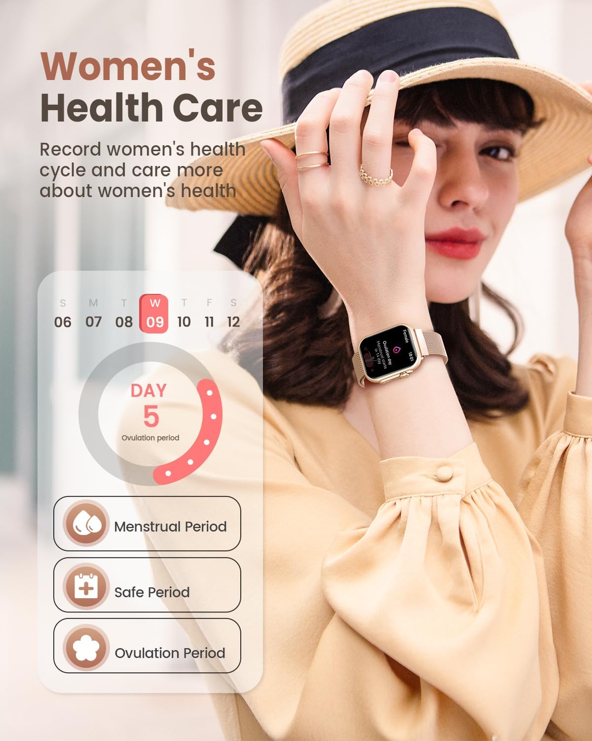 Smart Watch for Women for iPhone Android:1.85" Smartwatch Fitness Tracker
