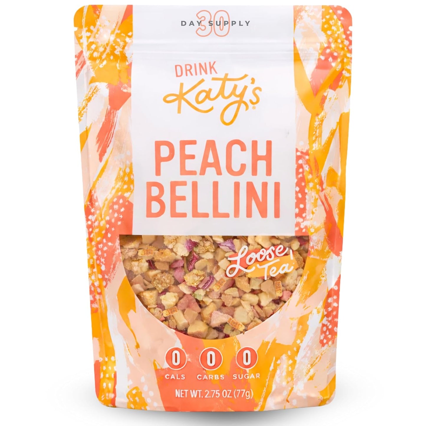 Katy’s Peach Bellini Loose Tea - Apple, Peach & Mango - Light Herbal Fruit Tea, Caffeine-Free, Sugar-Free - Hot or Iced Tea - 30+ Cups