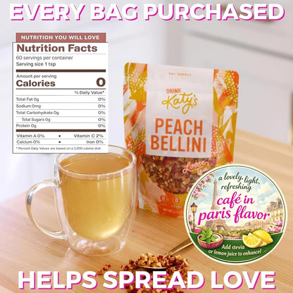 Katy’s Peach Bellini Loose Tea - Apple, Peach & Mango - Light Herbal Fruit Tea, Caffeine-Free, Sugar-Free - Hot or Iced Tea - 30+ Cups