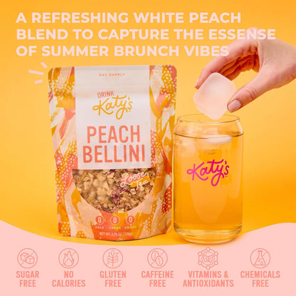 Katy’s Peach Bellini Loose Tea - Apple, Peach & Mango - Light Herbal Fruit Tea, Caffeine-Free, Sugar-Free - Hot or Iced Tea - 30+ Cups