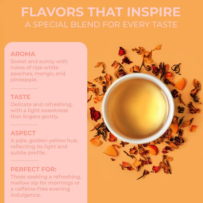 Katy’s Peach Bellini Loose Tea - Apple, Peach & Mango - Light Herbal Fruit Tea, Caffeine-Free, Sugar-Free - Hot or Iced Tea - 30+ Cups