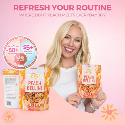 Katy’s Peach Bellini Loose Tea - Apple, Peach & Mango - Light Herbal Fruit Tea, Caffeine-Free, Sugar-Free - Hot or Iced Tea - 30+ Cups