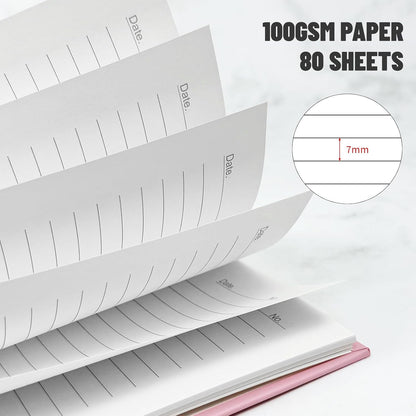 Lined Spiral Notebook B5 Hardcover Pink College Ruled Journal 100GSM 7x10