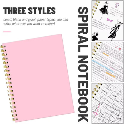Lined Spiral Notebook B5 Hardcover Pink College Ruled Journal 100GSM 7x10